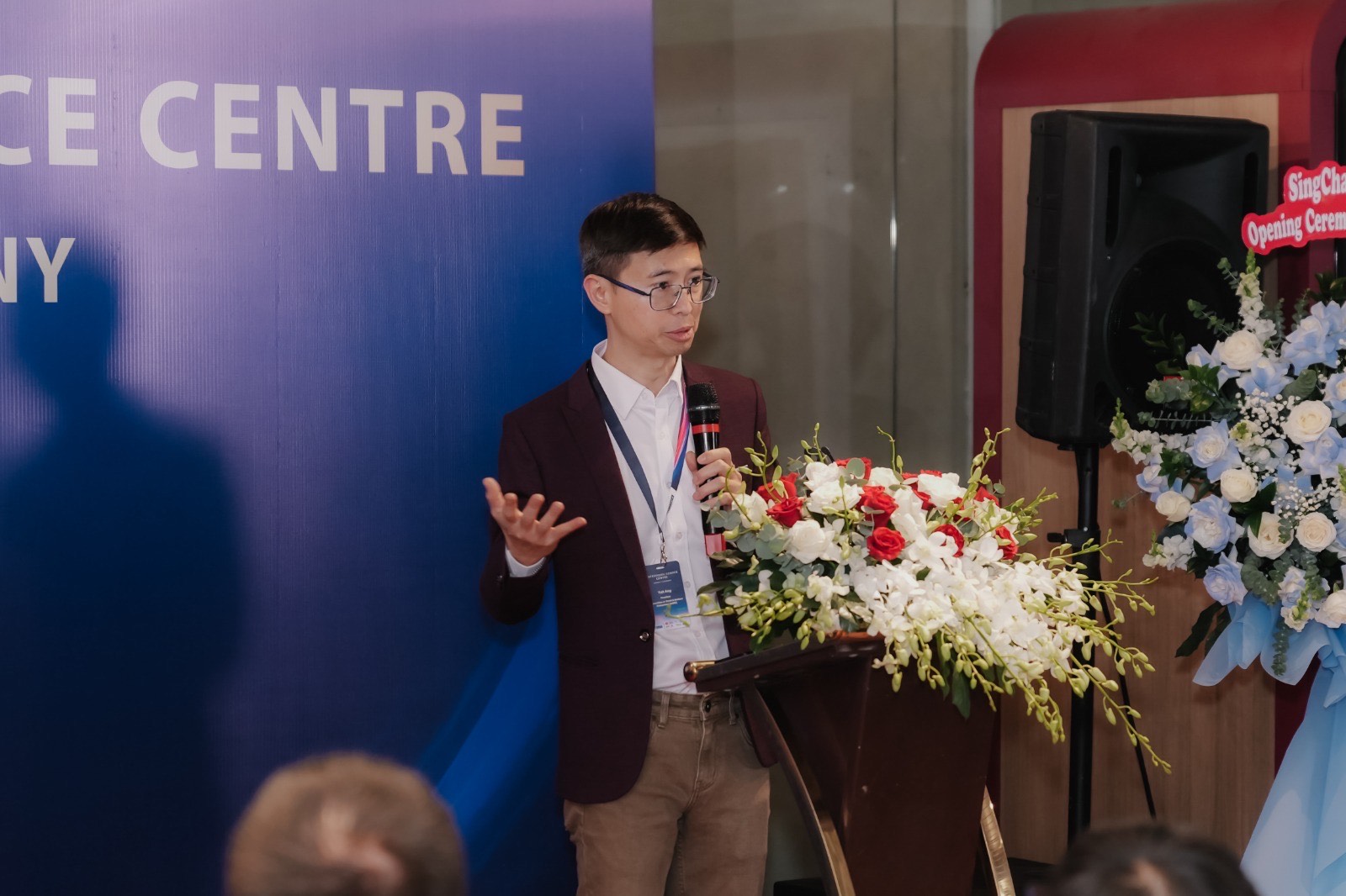 Mr Yuit Ang delivering his speech at the Launch of the PS Centre